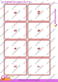 Jeu de bataille des nombres de 3 à 10