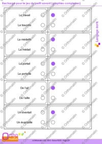Recharge pour le jeu le petit savant (graphies complexes)