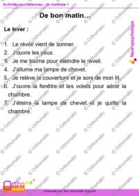 Activités quotidiennes - la matinée 1