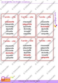 Jeu de familles des finales complexes