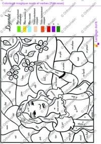 Coloriage magique noms et verbes (Princesse)