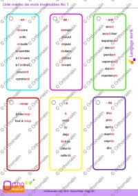Liste mémo de mots invariables No 1