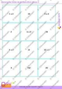 Memory des tables de multiplications niveau 2