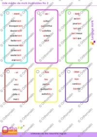 Liste mémo de mots invariables 2