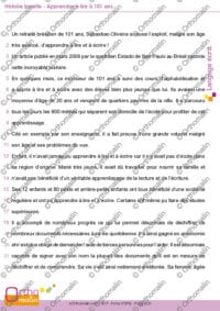 Histoire insolite - Apprendre à lire à 101 ans