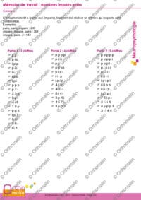 Mémoire de travail : nombres impairs-pairs