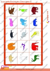 Le zoo multicolore (loto des couleurs niveau 2)