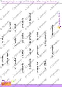 Extraction de règle, le son [Y] qui s’écrit ail/aille, eil/eille, ouil/ouille, euil/euille