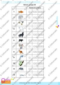 1-2-3 syllabes 1, Les Animaux (2 fiches "lexidata")