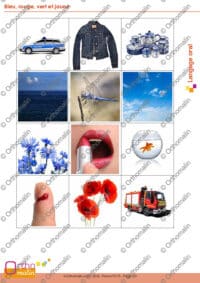 Bleu, rouge, vert et jaune