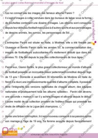 Texte insolite - Le plus grand collectionneur mondial d'images de foot