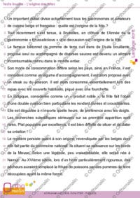 Texte insolite - L'origine des frites