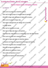 Activités séquentielles - tâches ménagères