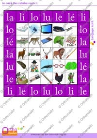 Le carré des syllabes avec L
