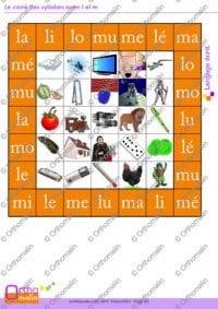 Le carré des syllabes avec l et m