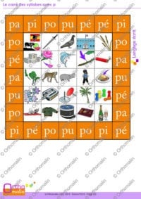 Le carré des syllabes avec p