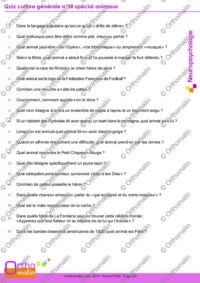 Quiz culture générale N°38 spécial Animaux