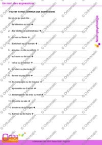 Un mot, des expressions