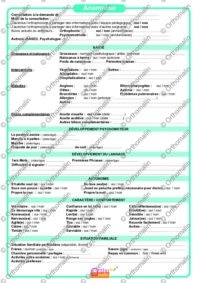 Fiche d'anamnèse simplifiée
