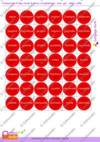 Puissance 4 des mots à sons complexes : -eur, gn, -elle, -ette