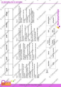 Le planning de la semaine