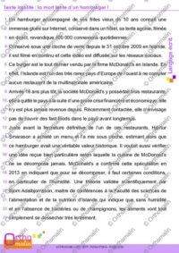 Texte insolite : la mort lente d’un hamburger !