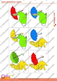 Lapins et éléphants colorés