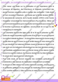 Texte insolite - Les candidats d'une étude payés pour manger des bonbons !