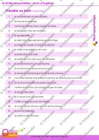 Activités séquentielles - soins d'hygiène
