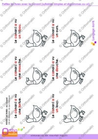 Petites lectures avec le canard (syllables simples et digrammes ou-oi)