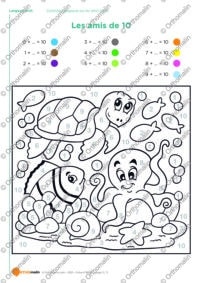Coloriage magique sur les amis de 10