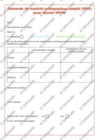 Demande ou renouvellement de matériel pédagogique adapté (MPA) lors d'un dossier MDPH