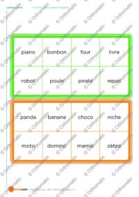 Loto des mots simples réguliers