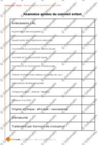 Anamnèse apnées du sommeil chez l'enfant