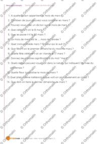 Questions autour du mois de mars