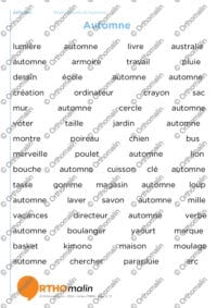 Repérage mots de l'automne