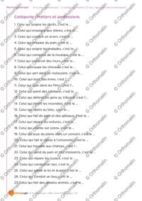 Evocation sémantique - 3 catégories (métiers, 5 sens, appareils électroménagers)