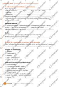 Anamnèse - Bilan des troubles grapho-moteurs
