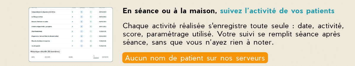 Suivez l'activité de vos patients, en séance et à la maison