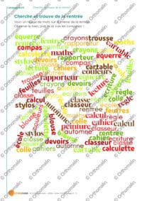 Cherche et trouve de la rentrée