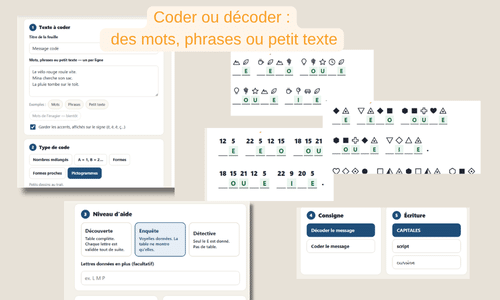 Codez ou décodez des mots, phrases ou textes, en choisissant le type de code