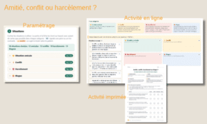 52 situations au collège à analyser et classer selon leur type : amicale, conflit, harcèlement, blague