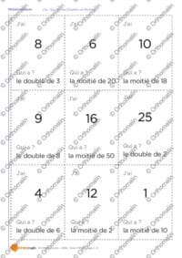 J'ai... Qui a ? des Doubles et Moitiés